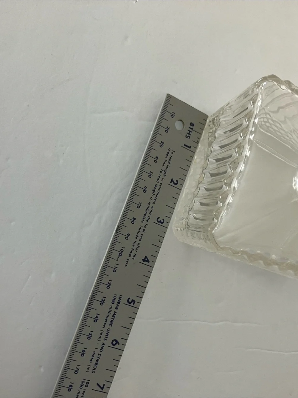Vintage MCM Clear Glass Square Decanter with Cut Pattern